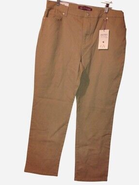 Gloria Vanderbilt Amanda Slimming Jeans 16 Short NWT Hazelnut Tan Khaki Stretch